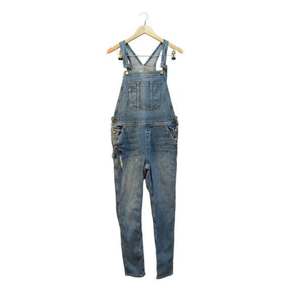 FRAME Le Garcon Denim Overalls in Stone Canyon Skinny Distressed Cropped Blue - Picture 3 of 10